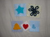 card toppers £1 each, heart, flower, star, bell, bootie